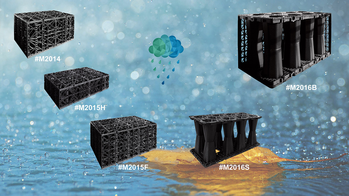 A visual representation of underground rainwater modules designed for large-scale water retention and flood control in urban areas, improving stormwater infrastructure efficiency.